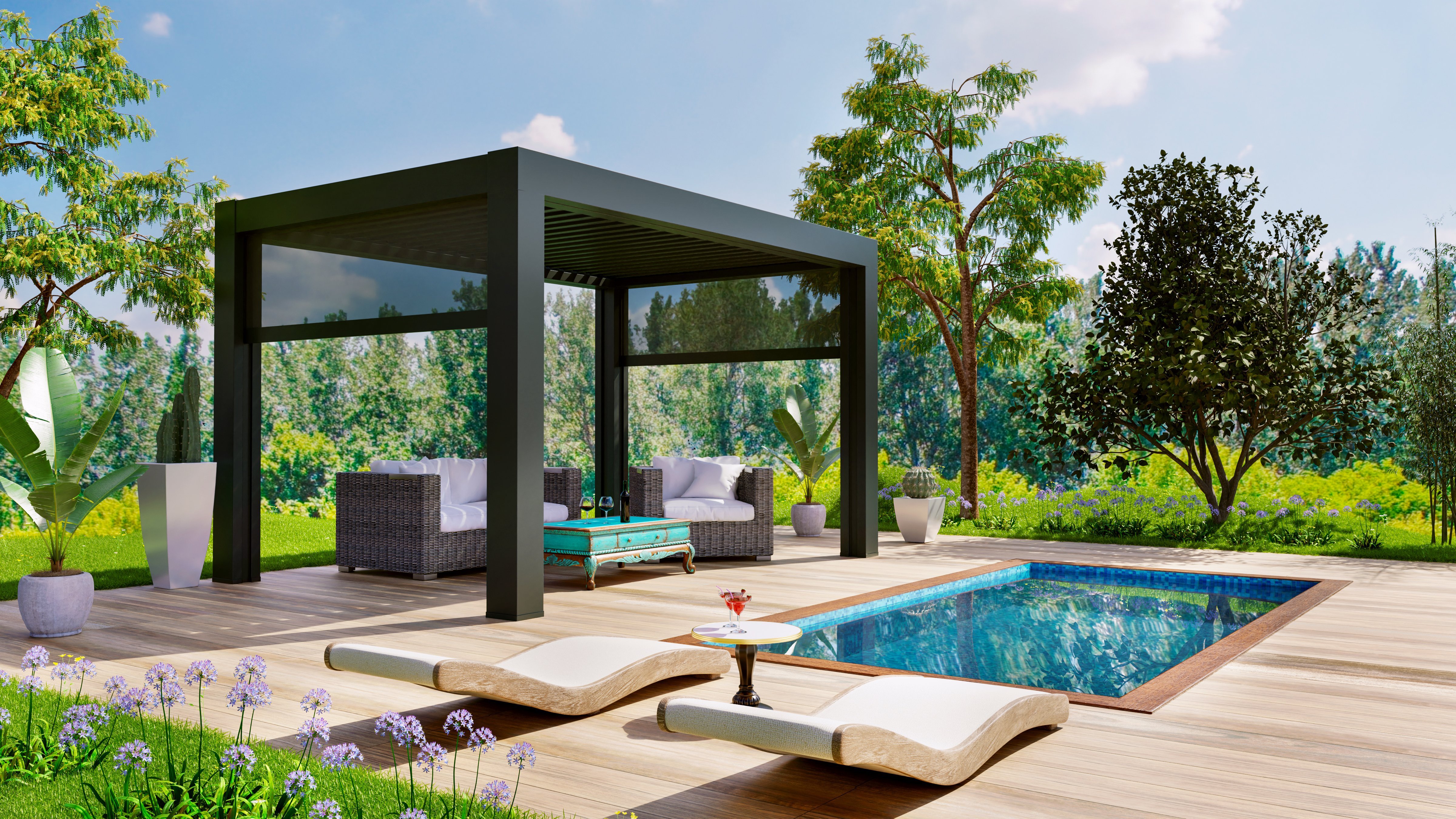 Double-Movable Bioclimatic Pergola